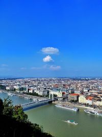 High angle view of elisabeth bridge over danube river in city
