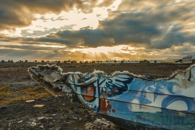 Panoramic view of landscape against sky during sunset