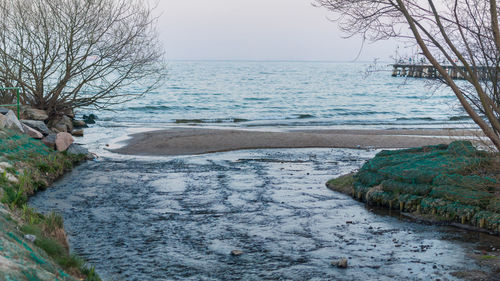 Scenic view of sea against clear sky