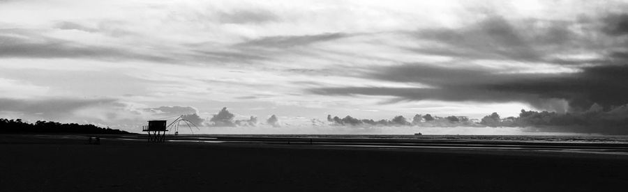 Scenic view of sea against cloudy sky