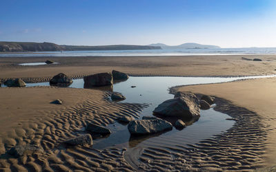 Scenic view of sea against clear sky