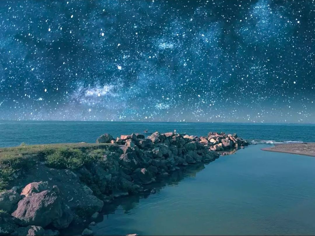 water, sea, horizon, horizon over water, sky, scenics - nature, rock, rock - object, beauty in nature, solid, land, tranquil scene, nature, tranquility, beach, no people, idyllic, star - space, waterfront, outdoors, groyne