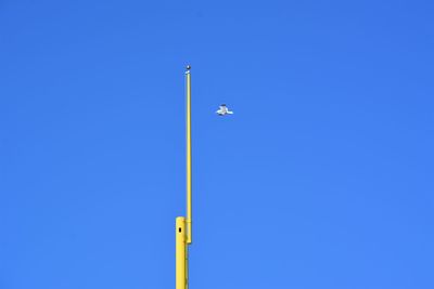 Low angle view of street light against clear blue sky