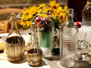 Close-up of flowers in vase on table