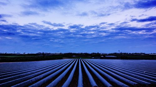 Scenic view of landscape against blue sky