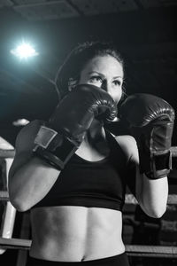 Woman on boxing training