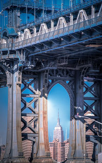 Suspension bridge over river