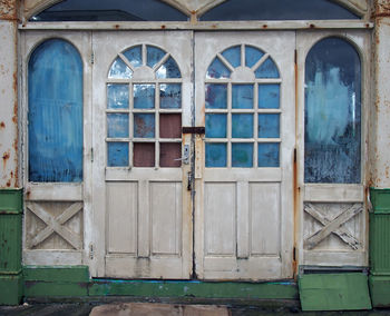 Closed door of old building