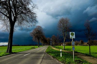 Road by trees against sky