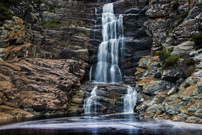 Scenic view of waterfall
