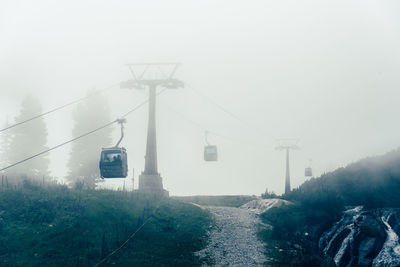 Overhead cable car against sky