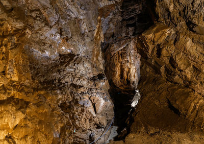 Low angle view of rock formation in cave