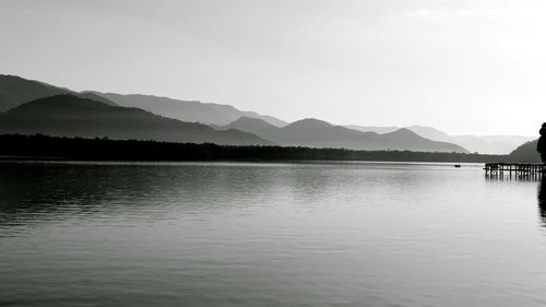 Scenic view of lake and mountains
