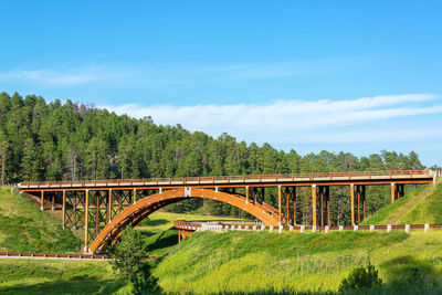 Bridge against trees and sky