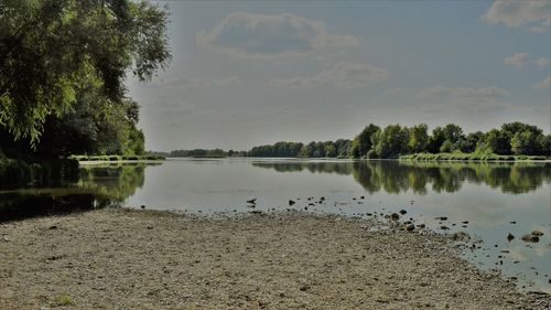 Scenic view of lake against sky