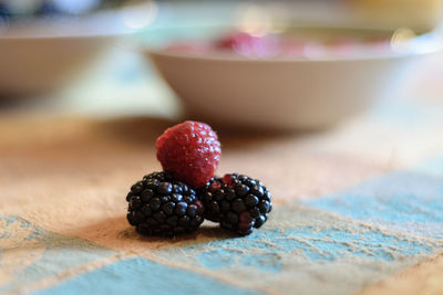 Close-up of strawberry on table