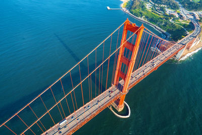 High angle view of boat in sea