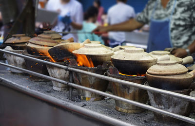 Close-up of food on barbecue grill