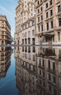 Reflection of buildings in city