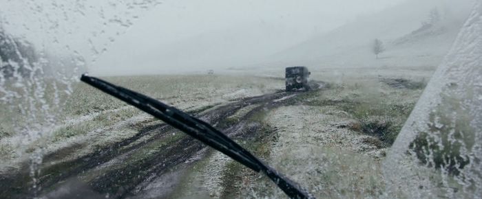 Scenic view of field during winter