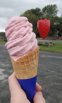 Hand holding ice cream cone