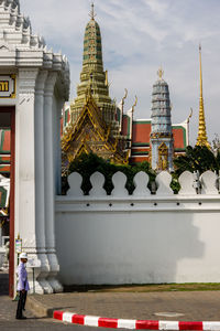 Exterior of temple building against sky