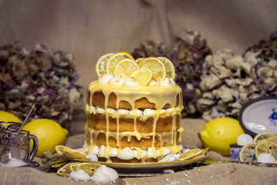 Close up of lemon cake