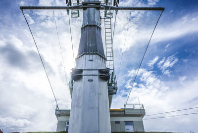 Low angle view of electricity pylon against sky