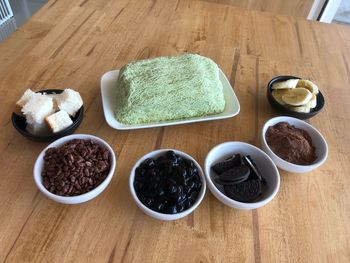 High angle view of food on table