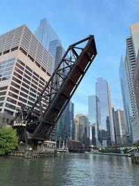 Low angle view of modern buildings in city