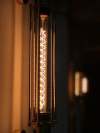 Close-up of illuminated lighting equipment