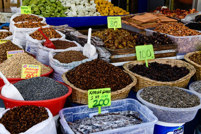 High angle view of food for sale