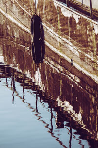 Reflection of puddle in water