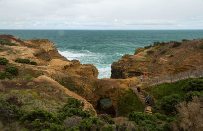 Scenic view of sea against cloudy sky