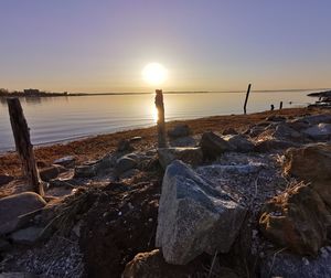 Scenic view of sea during sunset