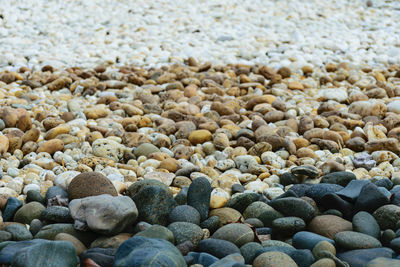 Full frame shot of pebbles on beach