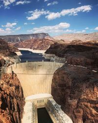 Scenic view of hoover dam against sky