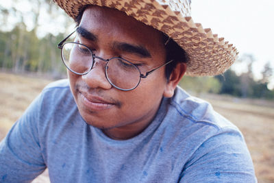 Portrait of man wearing hat