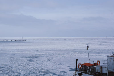 Scenic view of sea against sky during winter