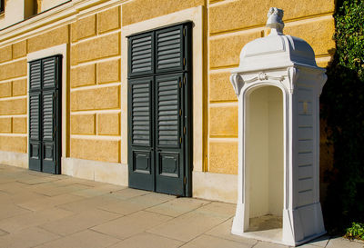 Closed door of building