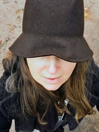 Portrait of girl wearing hat