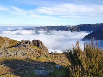 Scenic view of mountains against sky