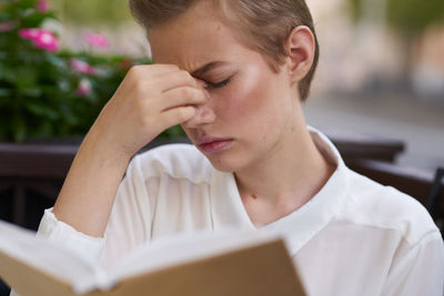 Young woman using laptop