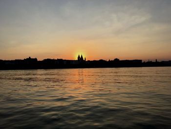 View of city at sunset