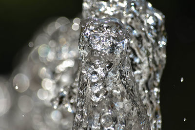 Close-up of ice crystals in water