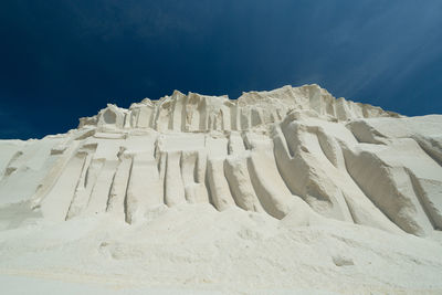 Low angle view of snowcapped mountain against sky