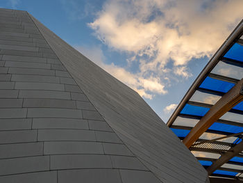 Low angle view of modern building against sky