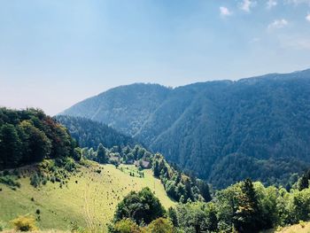 Scenic view of mountains against sky