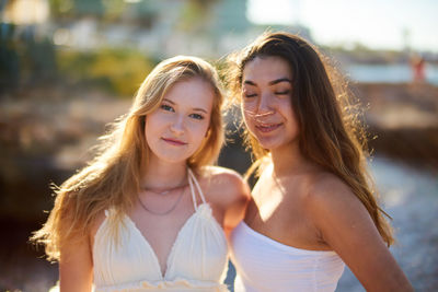 Portrait of smiling young friends