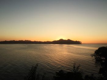 Scenic view of sea at sunset